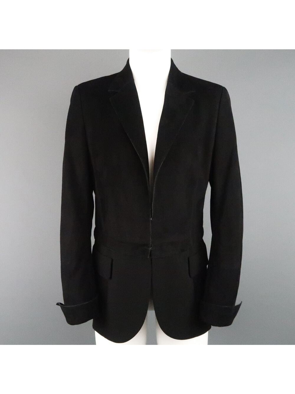 AKRIS Size 10 Black Suede & Wool Zip Off Sport Coat Jacket